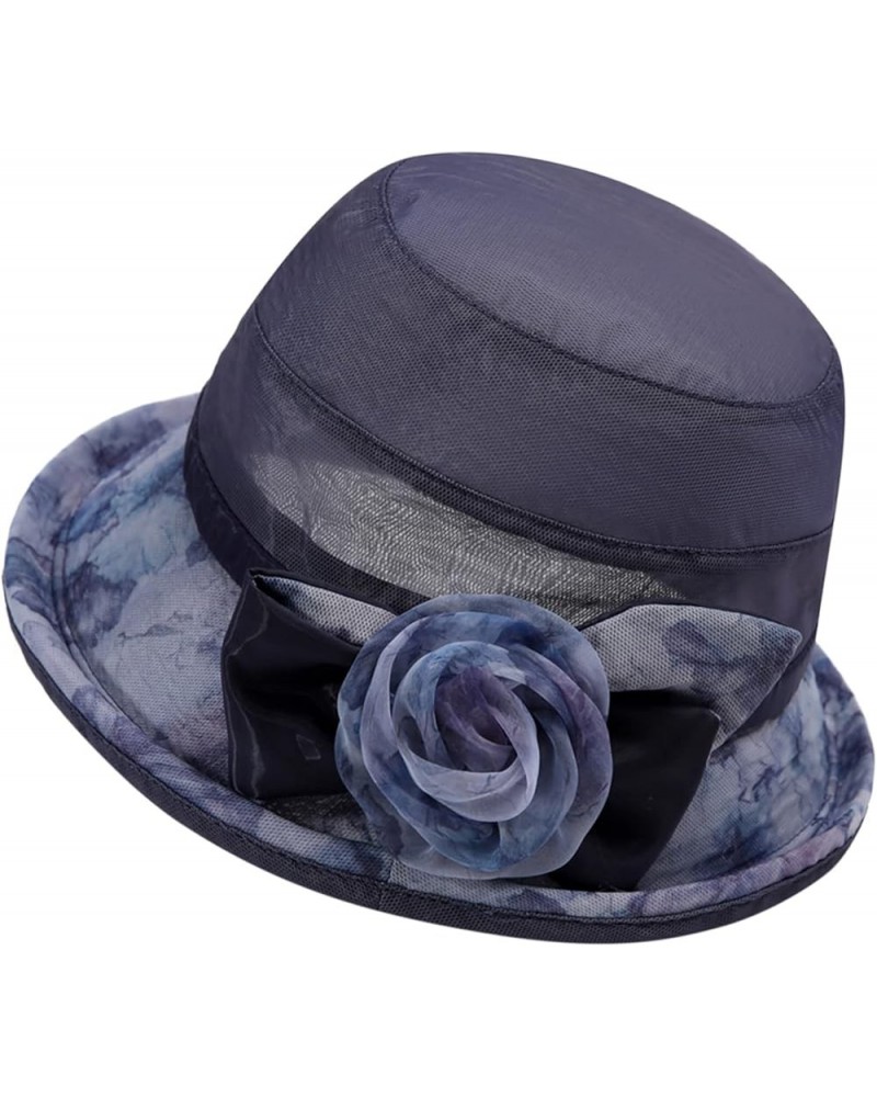 Women Kentuckies Derbies Hat Bridal Wedding Church Tea Party Wide Brim Summer Sun Cap Navy $7.27 Sun Hats