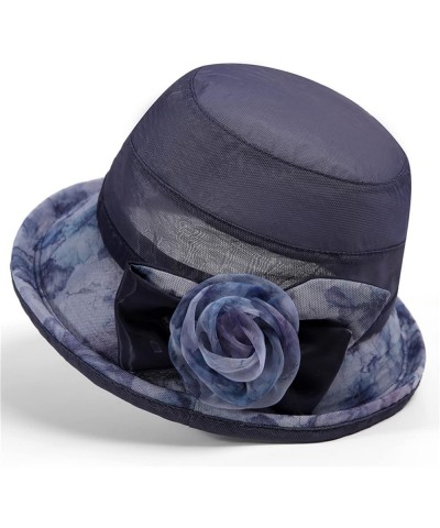 Women Kentuckies Derbies Hat Bridal Wedding Church Tea Party Wide Brim Summer Sun Cap Navy $7.27 Sun Hats