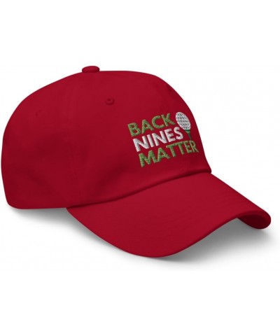 Back Nines Matter Cap | Funny Golf Embroidered Dad Hat | Gift for Golfers Cranberry $14.75 Baseball Caps