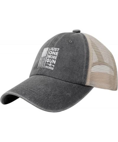 Ones More Gun I Promise Hat Low Profile Mesh Ball Cap Vintage Washed Cotton Trucker Hat Black Deep Heather $11.04 Baseball Caps