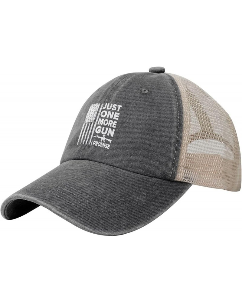 Ones More Gun I Promise Hat Low Profile Mesh Ball Cap Vintage Washed Cotton Trucker Hat Black Deep Heather $11.04 Baseball Caps