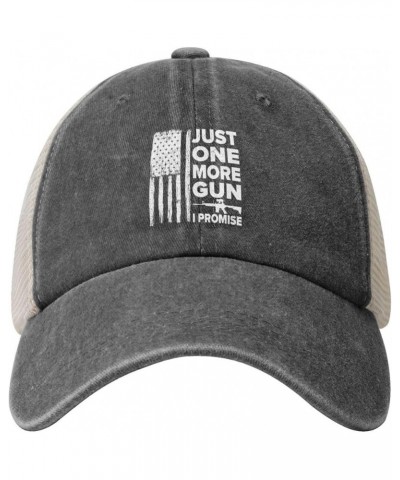 Ones More Gun I Promise Hat Low Profile Mesh Ball Cap Vintage Washed Cotton Trucker Hat Black Deep Heather $11.04 Baseball Caps