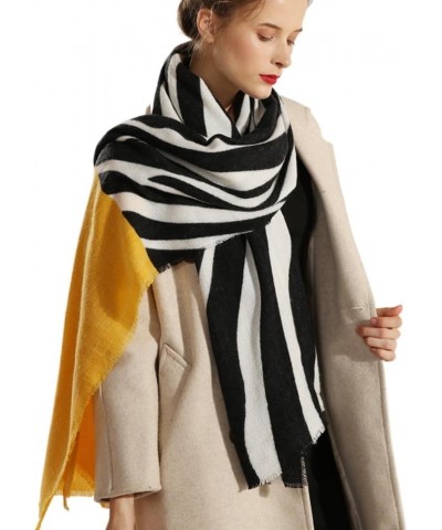 women's Zebra Print Scarf in Contrasting Colors Outdoor Warm Shawls and Cape,Fall and Winter Fashion Accessories Yellow $10.5...