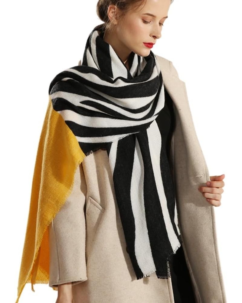 women's Zebra Print Scarf in Contrasting Colors Outdoor Warm Shawls and Cape,Fall and Winter Fashion Accessories Yellow $10.5...