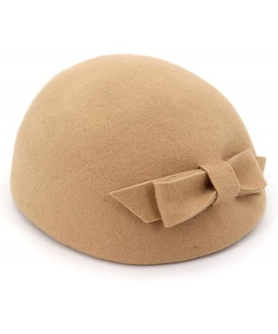 Berets for Women Wool Elegant Fedora Hat Ladies Bowknot British Solid Wedding Autumn Winter Classic Artist Cap Beige $13.63 B...