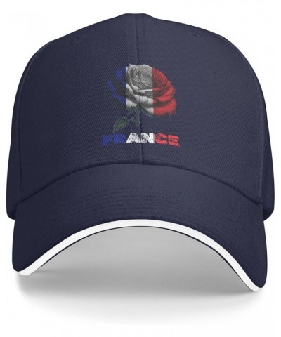 Vintage France French Flag Rose Flower Baseball Cap Hat for Men Women Black Navy Blue $9.65 Baseball Caps