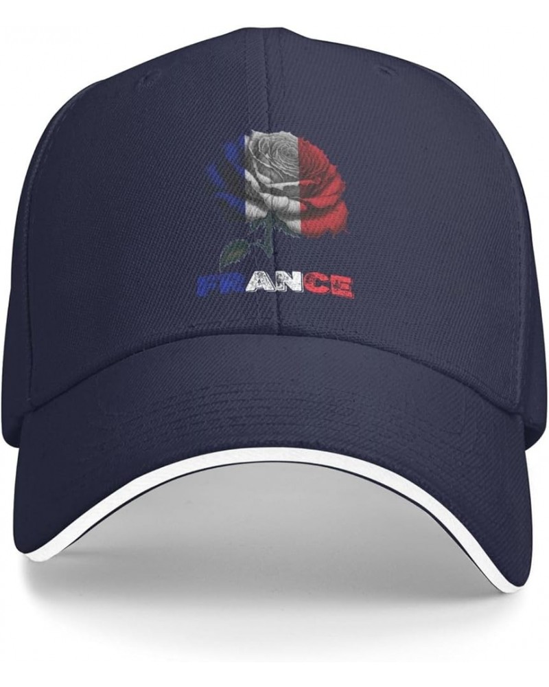 Vintage France French Flag Rose Flower Baseball Cap Hat for Men Women Black Navy Blue $9.65 Baseball Caps