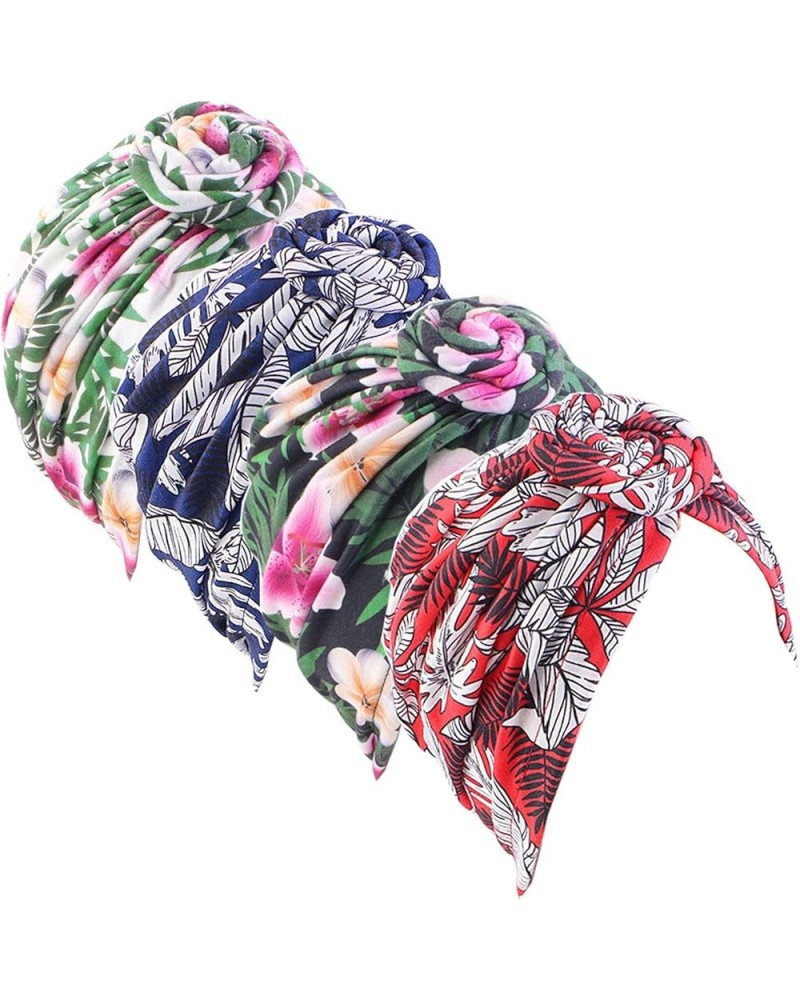 4 Pieces Womens Flower Turban Bonnet Twist Knot Indian Hat Ladies Chemo Cancer Cap Bandanas Head Scarf 4pcs Style a $12.38 Sk...