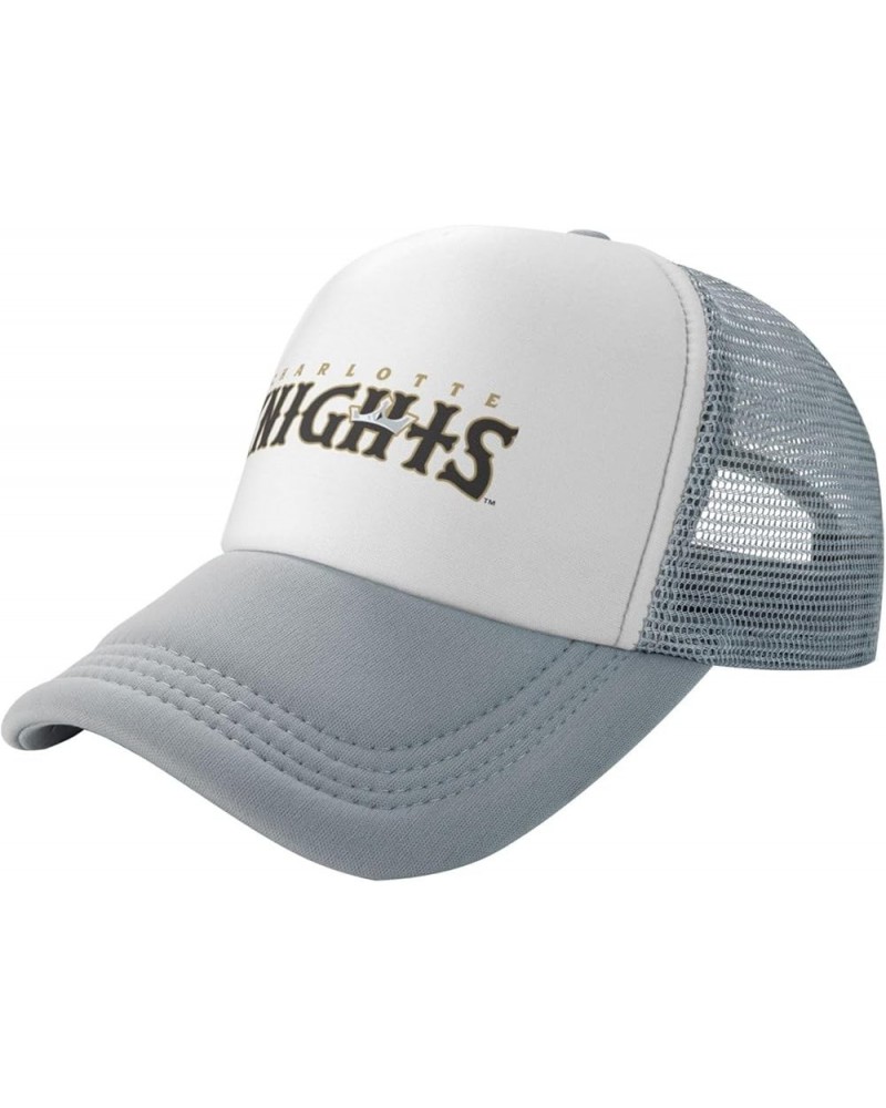 Charlotte Knights Logo Trucker Hats for Both Men and Women - Mesh Baseball Snapback Hats Gray $11.33 Baseball Caps