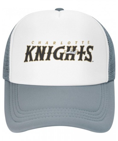 Charlotte Knights Logo Trucker Hats for Both Men and Women - Mesh Baseball Snapback Hats Gray $11.33 Baseball Caps