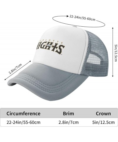 Charlotte Knights Logo Trucker Hats for Both Men and Women - Mesh Baseball Snapback Hats Gray $11.33 Baseball Caps