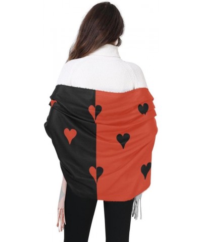 Acpiggto Women Winter Scarf Love Hearts Birthday Valentine's Day Red Black Warm Shawl Faux Cashmere Wool Scarves for Wedding ...