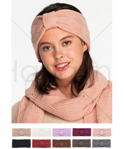 Women Winter Warm Brioche Cable Knit Squin Headband Headwrap Crème $10.70 Cold Weather Headbands