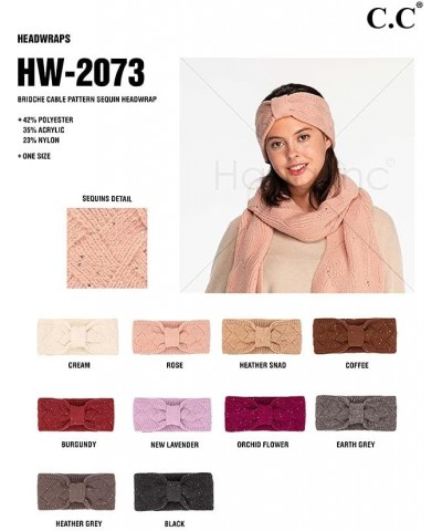 Women Winter Warm Brioche Cable Knit Squin Headband Headwrap Crème $10.70 Cold Weather Headbands