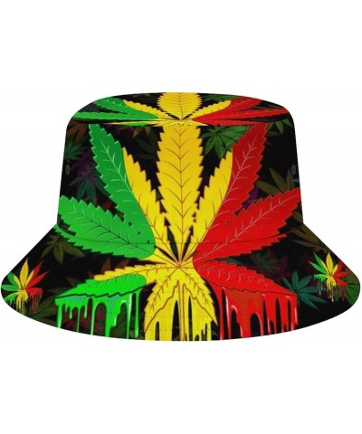 Unisex Bone Pattern Bucket Hat Fisherman Cap Outdoor Sun Protection, Summer Sun Hat for Women Men Rasta Leaf Art $9.86 Bucket...