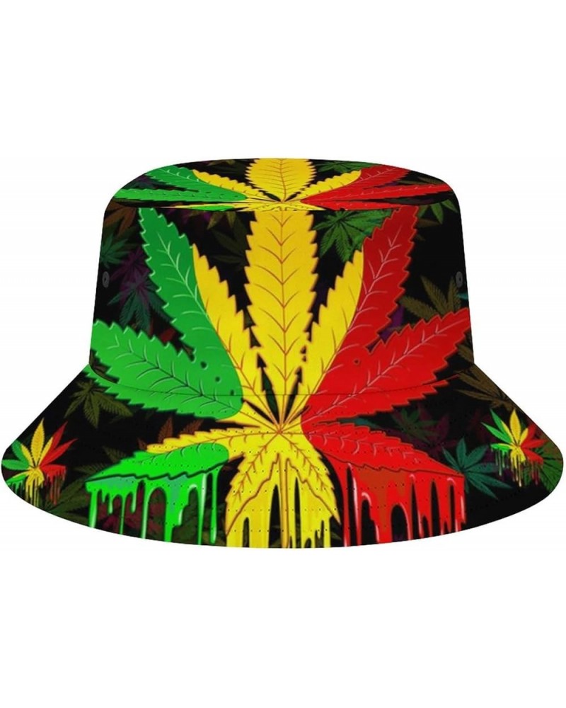 Unisex Bone Pattern Bucket Hat Fisherman Cap Outdoor Sun Protection, Summer Sun Hat for Women Men Rasta Leaf Art $9.86 Bucket...