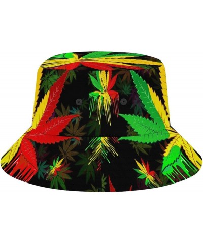 Unisex Bone Pattern Bucket Hat Fisherman Cap Outdoor Sun Protection, Summer Sun Hat for Women Men Rasta Leaf Art $9.86 Bucket...