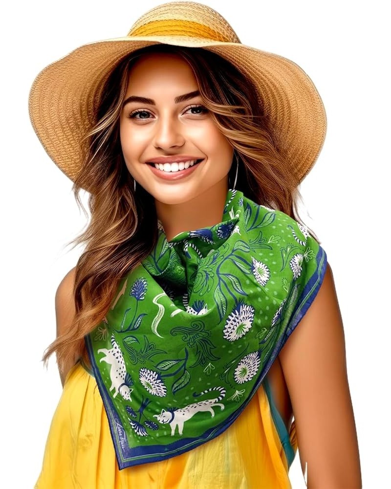 Cotton Designer Square Bandana Headband 26x26" Hair Scarf for Women Lightweight Face Neck Wrap Ocelot $8.78 Scarves