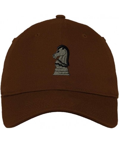 Custom Soft Baseball Cap Chess Knight Embroidery Chess Chess Knight Twill Cotton Dad Hats for Men & Women Brown Design Only $...