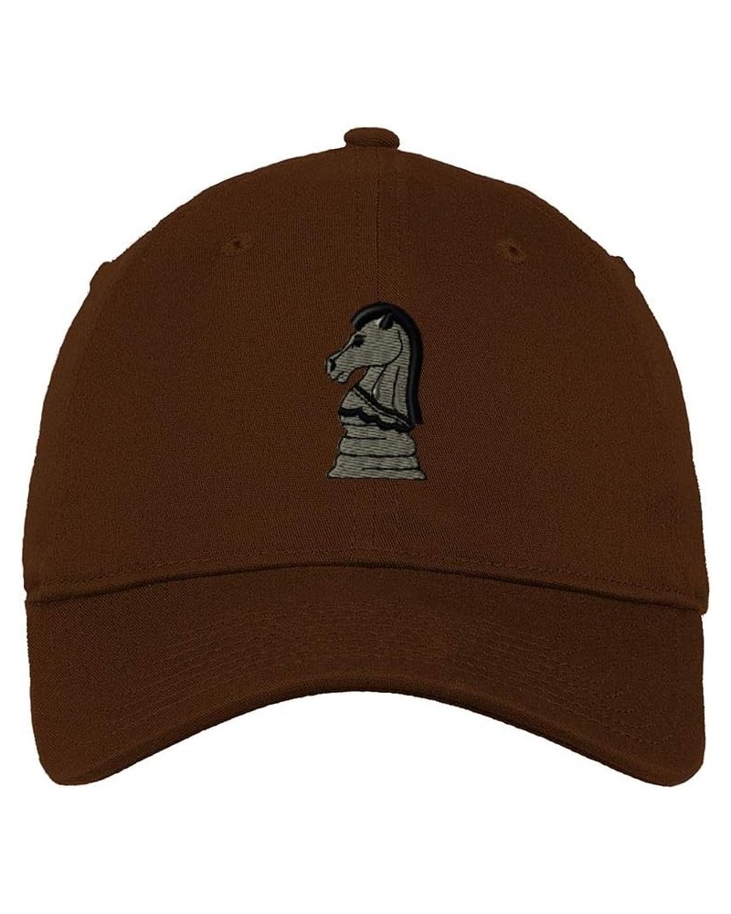 Custom Soft Baseball Cap Chess Knight Embroidery Chess Chess Knight Twill Cotton Dad Hats for Men & Women Brown Design Only $...