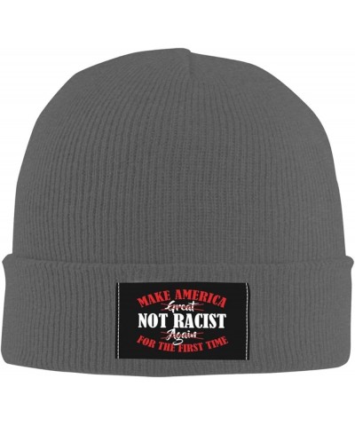 Make America Not Racist for The First Time Beanie for Women,Slouchy Knit Skull Cap Warm Winter Hat Cuffed Plain Hat Deep Heat...