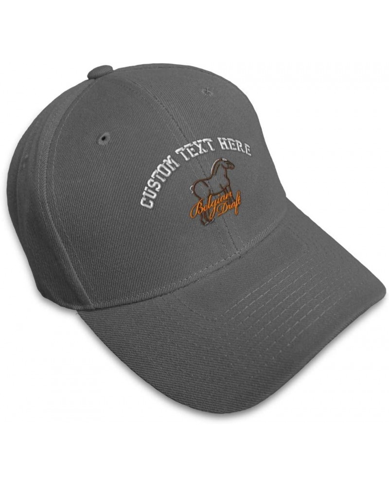 Custom Baseball Cap Animal Horse Belgian Draft Embroidery Horses Acrylic Dark Grey Personalized Text Here $11.50 Baseball Caps