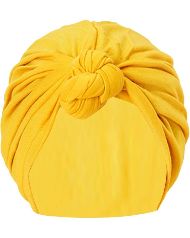 Women's Fashionable Solid Color Striped Bow Headscarf Muslim Ladies Hat Women S Winter Yellow $5.69 Newsboy Caps