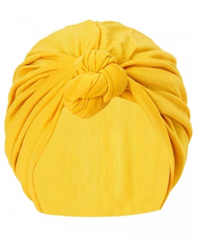 Women's Fashionable Solid Color Striped Bow Headscarf Muslim Ladies Hat Women S Winter Yellow $5.69 Newsboy Caps