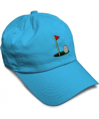 Soft Baseball Cap Golf Ball on Green Olympics Sports Event Dad Hats for Men & Women Aqua $17.10 Baseball Caps