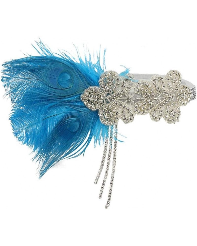 1920s Headpiece Great Gatsby Accessories Flapper Headband Wedding Headpieces for Bride Roaring 20's Art Deco Hair Clip 01blue...