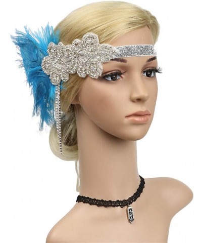 1920s Headpiece Great Gatsby Accessories Flapper Headband Wedding Headpieces for Bride Roaring 20's Art Deco Hair Clip 01blue...