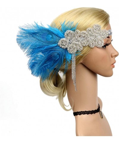 1920s Headpiece Great Gatsby Accessories Flapper Headband Wedding Headpieces for Bride Roaring 20's Art Deco Hair Clip 01blue...