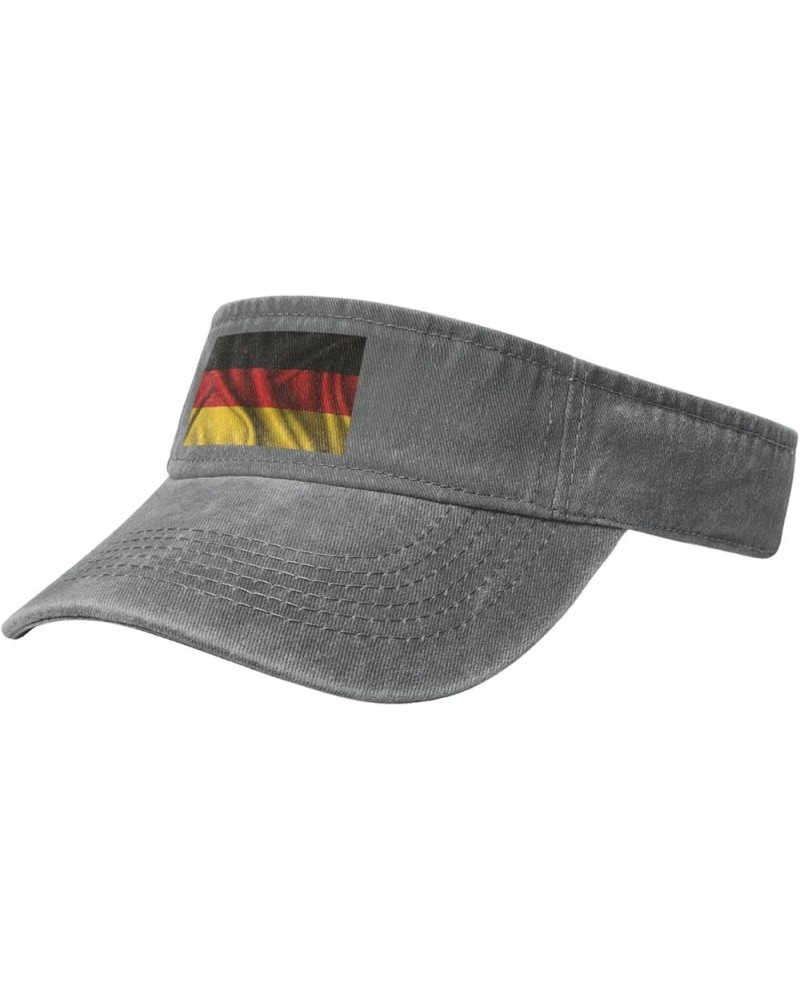 Silk Style Flag of Germany Sun Visor Hats for Women Men Adjustable Sports Sun Hats Golf Cap Gray $9.86 Visors