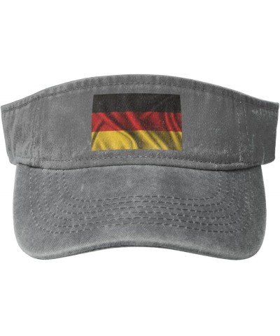 Silk Style Flag of Germany Sun Visor Hats for Women Men Adjustable Sports Sun Hats Golf Cap Gray $9.86 Visors