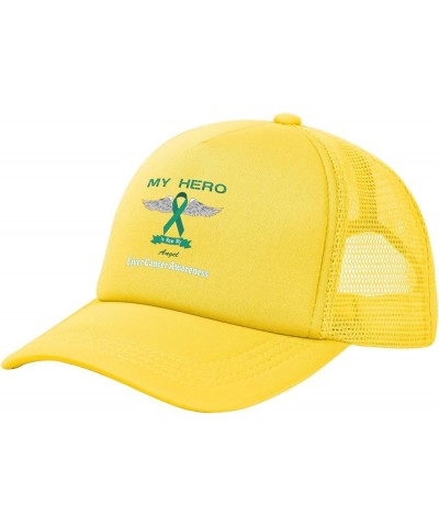 Trucker Hat Mesh Baseball Cap Adjustable Dad Hat Unisex Yellow $10.23 Baseball Caps