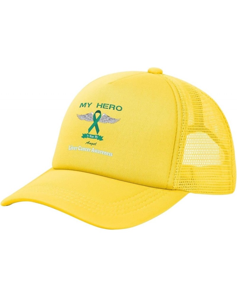 Trucker Hat Mesh Baseball Cap Adjustable Dad Hat Unisex Yellow $10.23 Baseball Caps