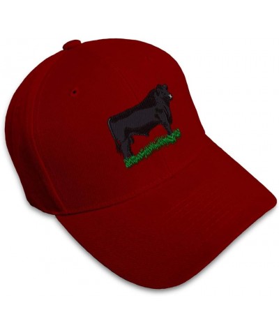 Custom Baseball Cap Angus Bull Embroidery Acrylic Dad Hats for Men & Women Burgundy Design Only $14.24 Baseball Caps