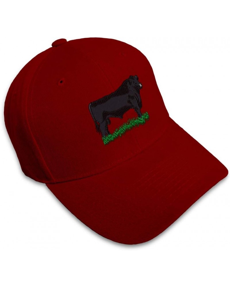 Custom Baseball Cap Angus Bull Embroidery Acrylic Dad Hats for Men & Women Burgundy Design Only $14.24 Baseball Caps