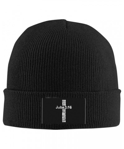 Religious Cross John 3-16 Unisex Four Seasons Knitted Hat Winter Warm Hats Hats for Men Women One Size Black $11.06 Skullies ...