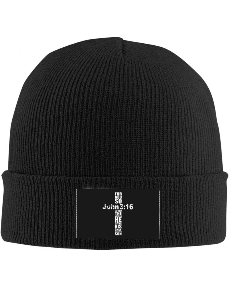 Religious Cross John 3-16 Unisex Four Seasons Knitted Hat Winter Warm Hats Hats for Men Women One Size Black $11.06 Skullies ...