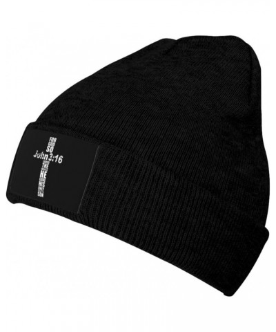 Religious Cross John 3-16 Unisex Four Seasons Knitted Hat Winter Warm Hats Hats for Men Women One Size Black $11.06 Skullies ...