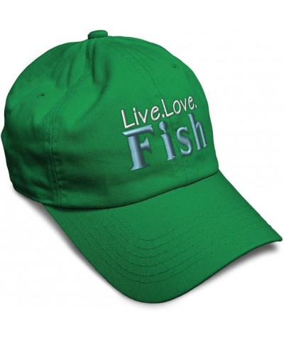 Soft Baseball Cap Live Love Fish Cotton Dad Hats for Men & Women Kelly Green $17.09 Baseball Caps