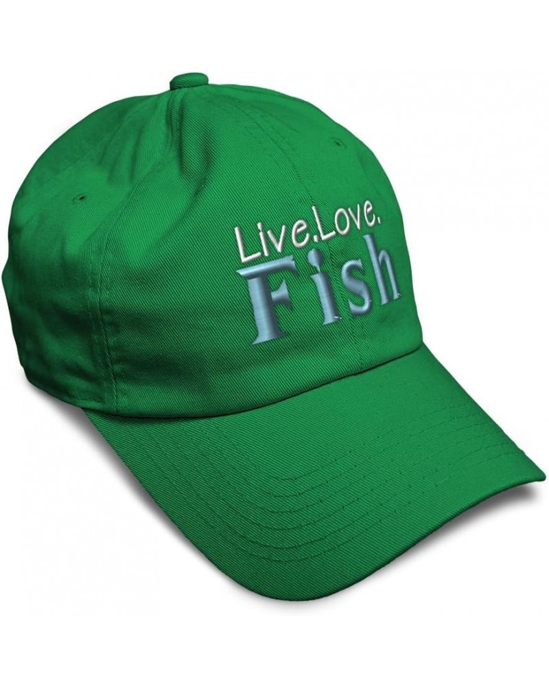 Soft Baseball Cap Live Love Fish Cotton Dad Hats for Men & Women Kelly Green $17.09 Baseball Caps