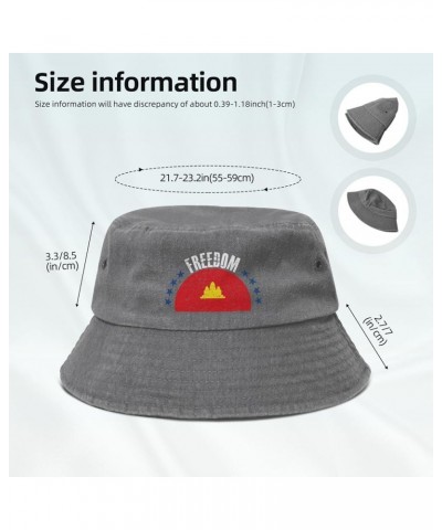 The Democratic Kampuchea Flag and Freedom Bucket Hat for Men Women Outdoor Washed Cotton Sun Hats Travel Beach Hat Gray $11.4...