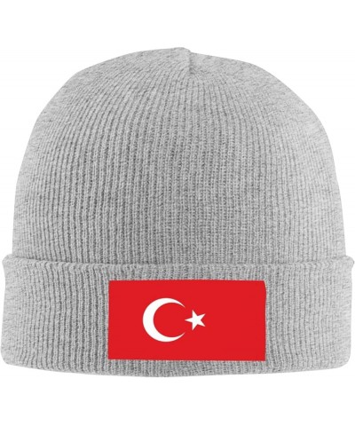 Flag of Turkey Knitted Hat Acrylic Cold Weather Hat Warm Brimless hat Elastic Force Caps Gray $10.11 Skullies & Beanies