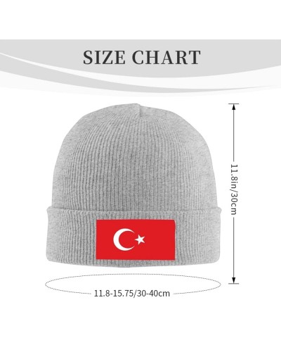 Flag of Turkey Knitted Hat Acrylic Cold Weather Hat Warm Brimless hat Elastic Force Caps Gray $10.11 Skullies & Beanies