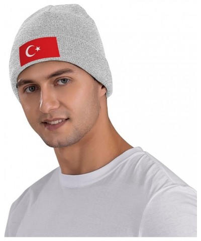 Flag of Turkey Knitted Hat Acrylic Cold Weather Hat Warm Brimless hat Elastic Force Caps Gray $10.11 Skullies & Beanies