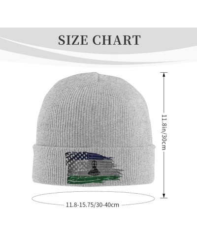 American USA Lesotho Half Flag Winter Warm Knit Hat - Soft Beanie Cap Black Gray $13.55 Skullies & Beanies