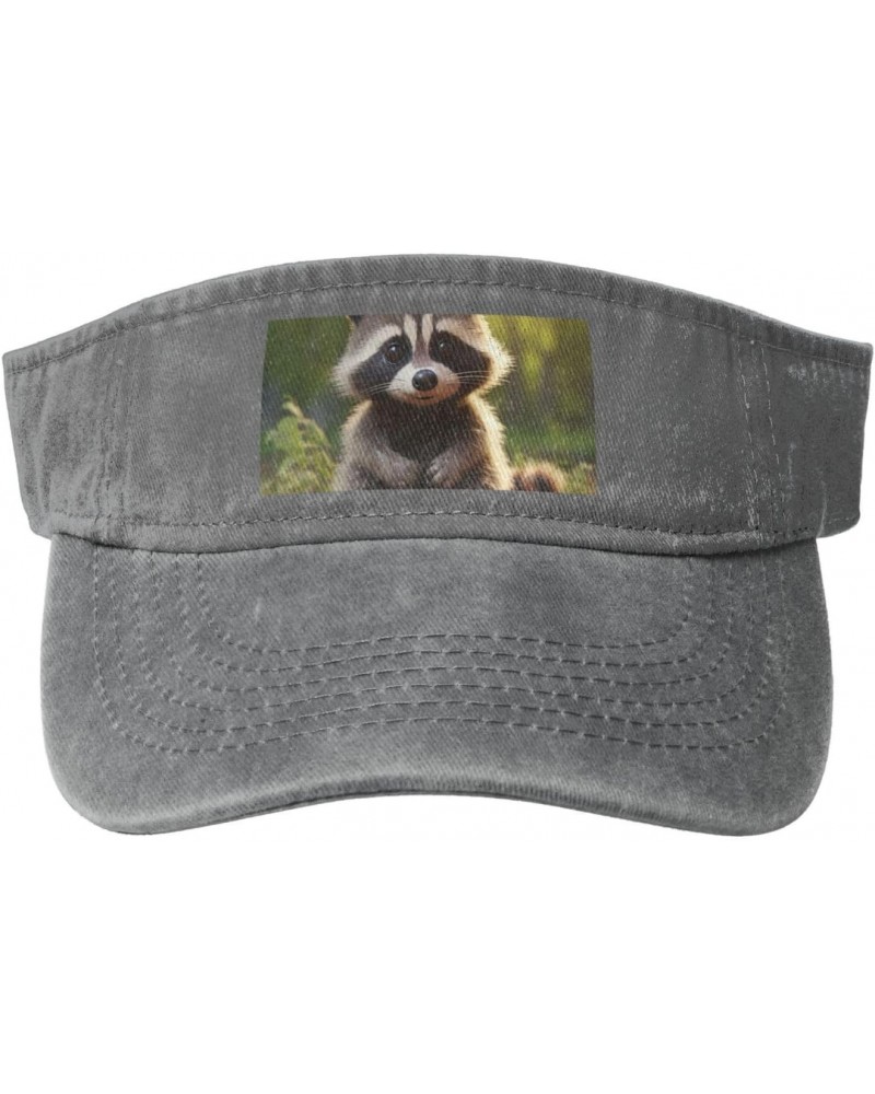 Cute Raccoon Print Ladies' Washed Denim Open-Top Hat for Outdoor Decorations and Daily Use $13.81 Sun Hats