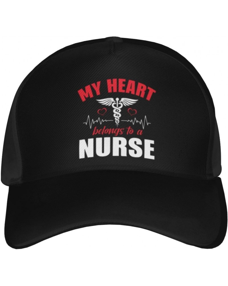 My Heart Belongs to A Nurse Baseball Cap Men's and Women's Baseball Hat Adjustable Casual Outdoor Breathable Caps Truck Drive...